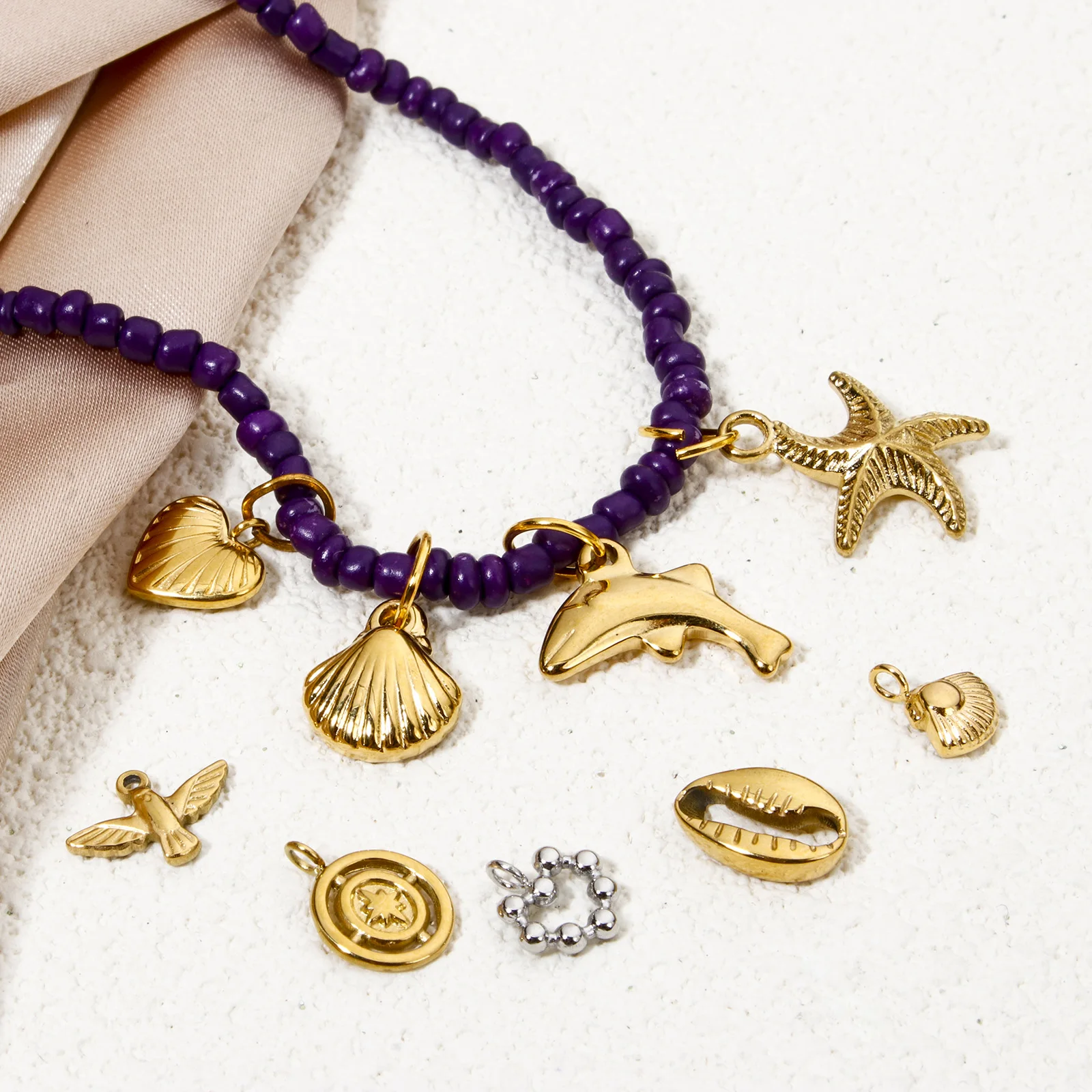 1pc Ball Heart Hollow Charms 304 Stainless Steel Valentine's Day Charms Multicolor Pendants Bracelet Necklace Accessories