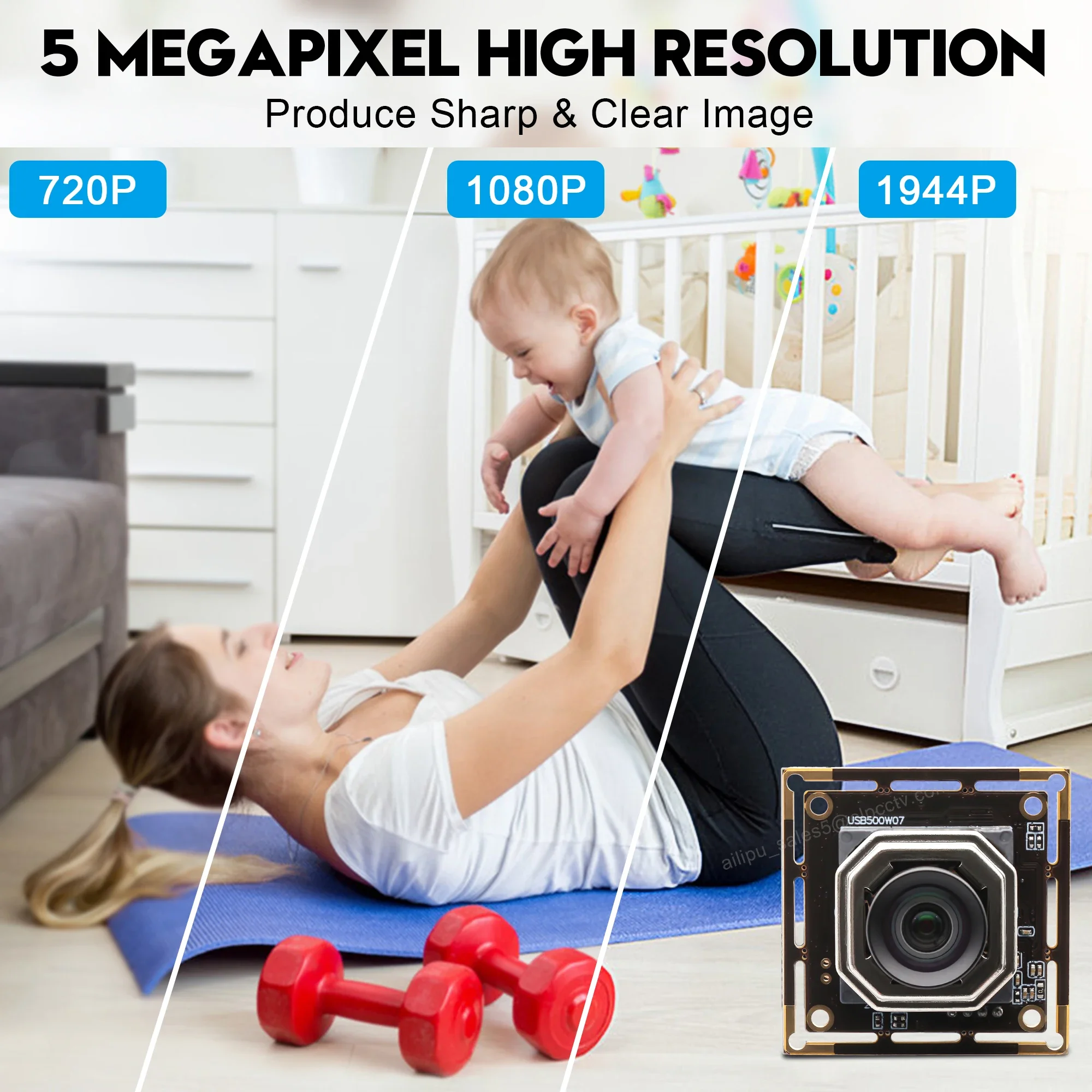 ELP 5MP UHD Autofocus USB Camera Module 1944P 30fps CMOS IMX335 PC Webcam 100degree Wide Angle USB Camera for Video Conferencing