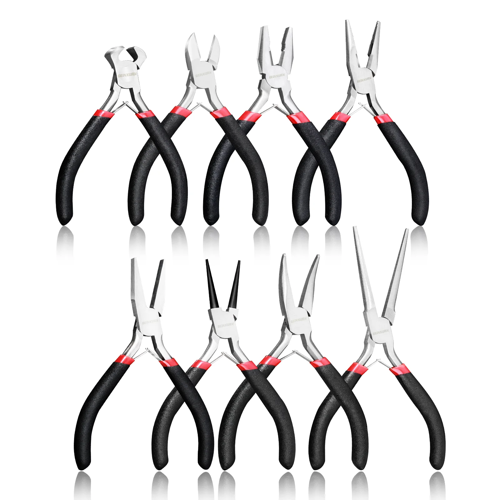 Geinxurn 8 قطع كماشة مختلطة لإصلاح المجوهرات بنفسك، وتغليف الأسلاك، والديكور والحرف اليدوية #1