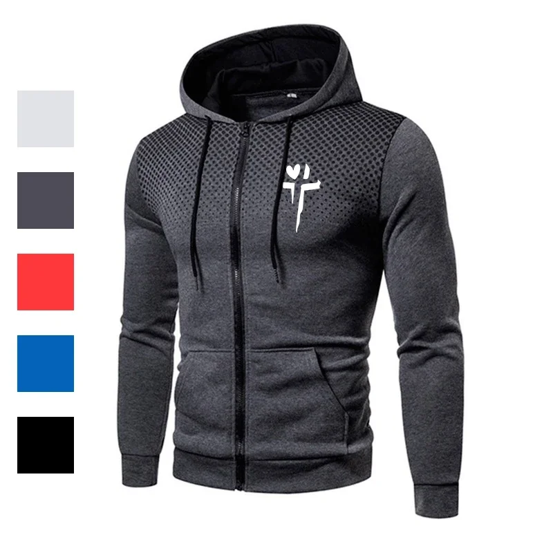 Herbst Slim Fit Reißverschluss Herren Langarm Hoodie Sweatshirt Jacke