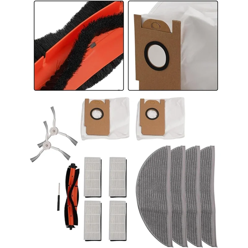 WHYY-para Lydsto R1, R1A, R1 Pro, S1 piezas de Robot aspirador Cepillo Lateral principal filtro Hepa paño de mopa bolsa de polvo Accesorios