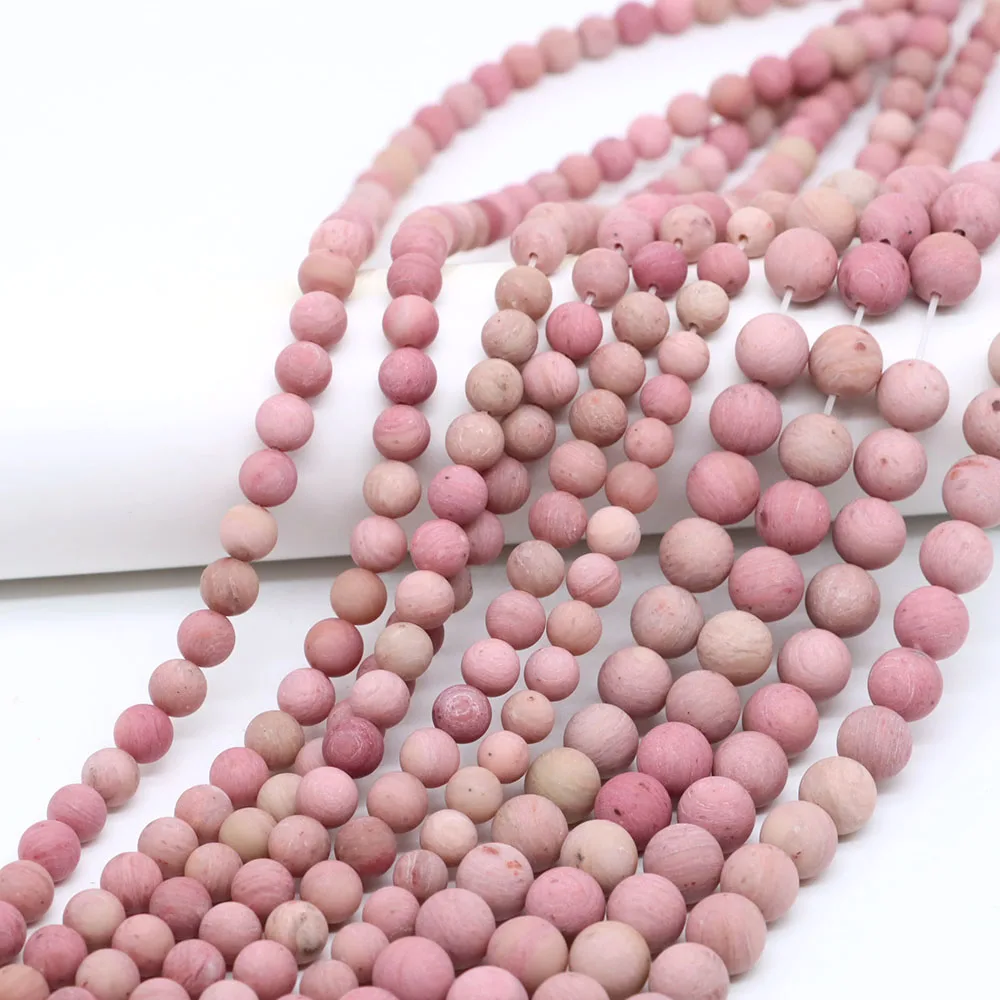 Natural Stone Matte Pink Rhodonite Amazonite Agate Turquoise Jades Round Bead Loose Beads for Jewelry Making Bracelet 4 6 8 10MM