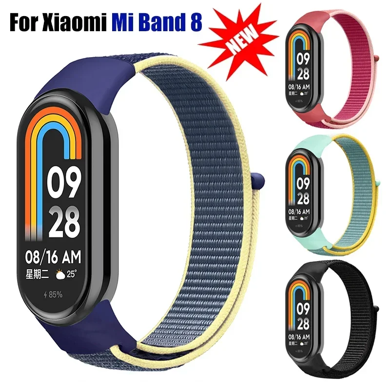 Bracelet For Mi Band 8 7 6 Strap Nylon Sport Loop Watch Belt Pulsera Correa MiBand 4 3 Wristband For Xiaomi Mi Band 5 4 Bracelet