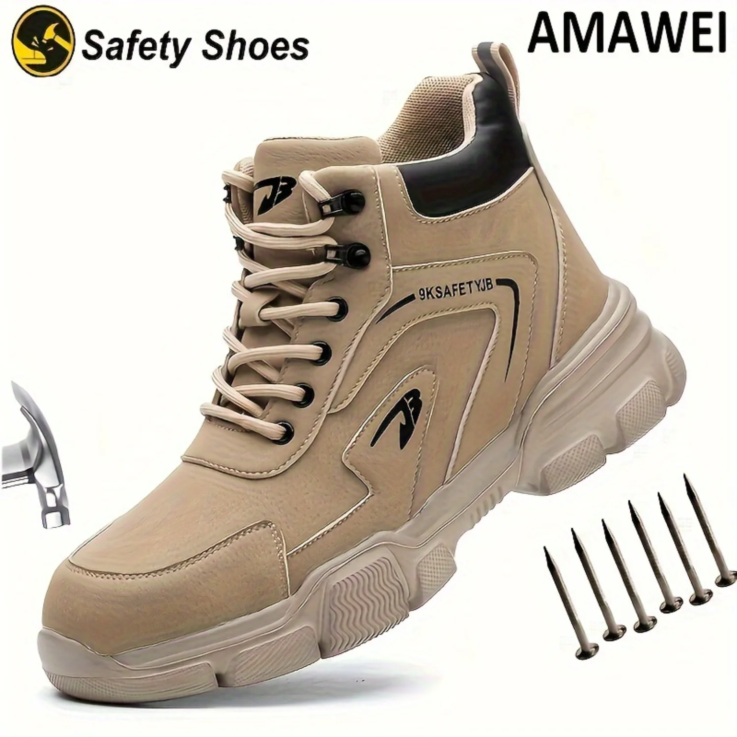 Men's High Top Steel Toe Boots Water Proof Work Safety Shoes Industrial And Construction Work Boots