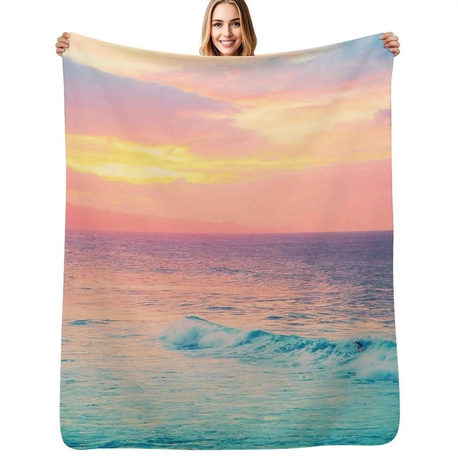 

Hookipa Surf Sunset Throw Blanket Camping Hairy Travel Heavy Blanket