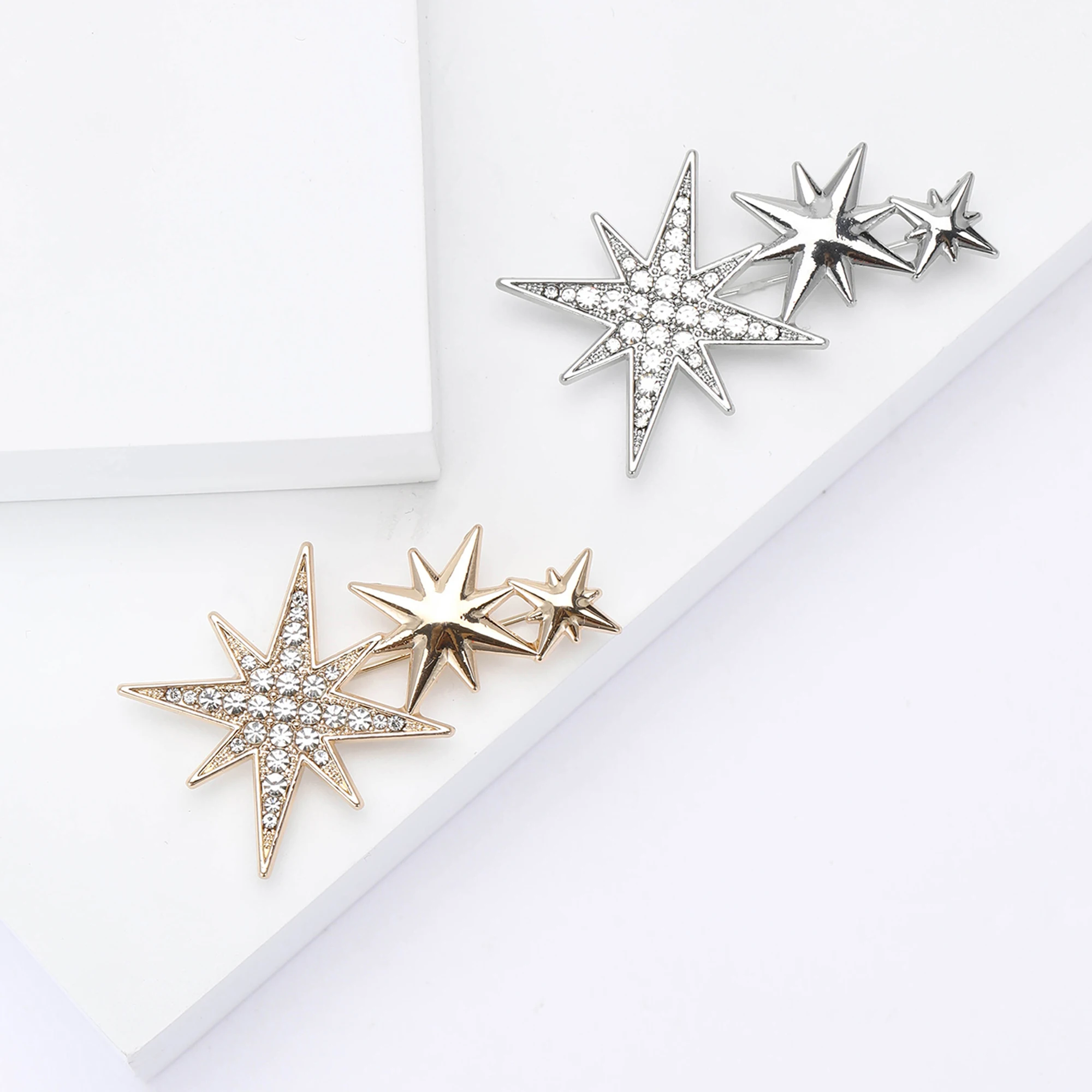 Ramadan Rhinestone Star Brooches for Women Unisex Glossy Moon Pins Office Party Friend New Year Gifts Jewelry Accessories