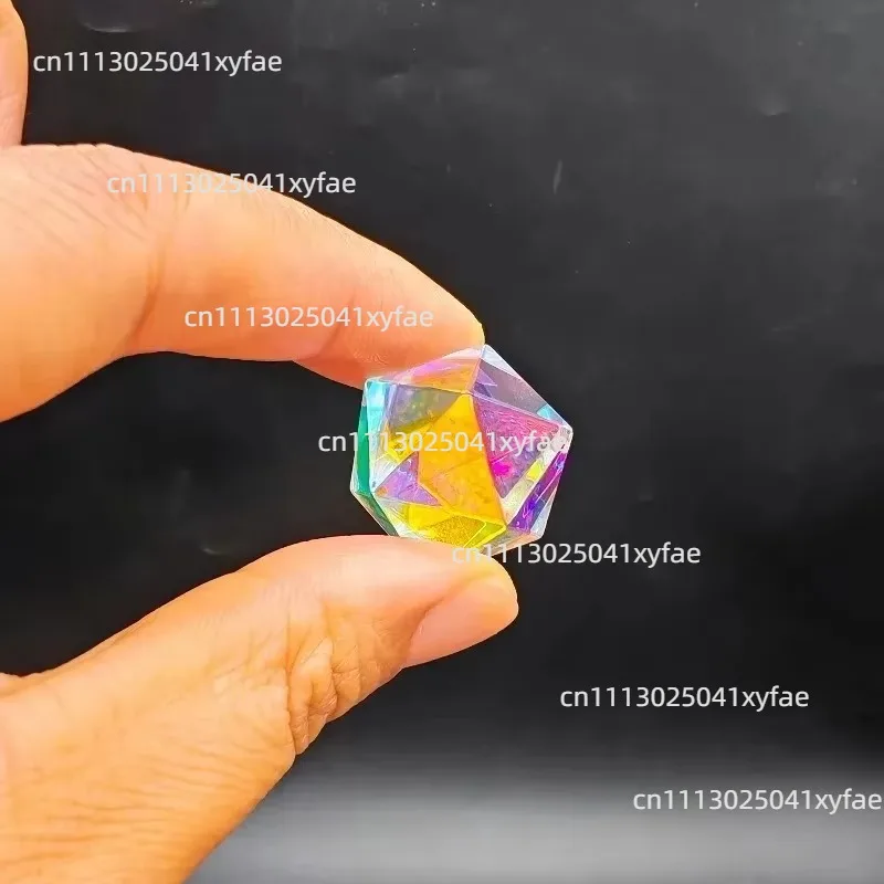 Optical Glass Multi-sided Prism Cube, 20-sided Mini Handmade DIY Craft Ornament, Decor Display Piece