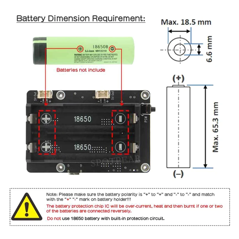 X1200 Per Raspberry Pi 5 UPS Scheda di espansione gestione dell'alimentazione per batteria 18650-Li (batteria NON inclusa)