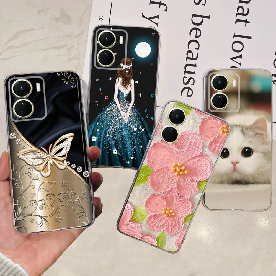 

For Vivo Y16 Case V2204 V2214 New Fashion Painted Back Cover Clear Silicone Soft TPU Phone Case For Vivo Y16 Y 16 VivoY16 Bumper
