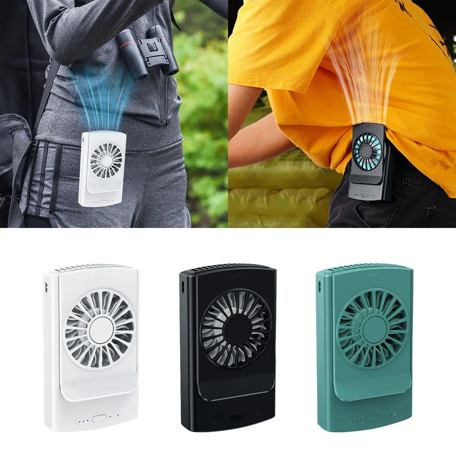 Klip pinggang kipas USB dapat diisi ulang, kipas portabel untuk pekerjaan berkebun berkemah pertanian