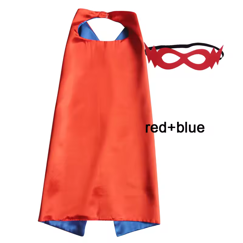 Superhero Capes with Mask REVERSIBLE Two Colored Child Cape Birthday Party Favor Satin Solid Capes Boys Girls Satin Capes - Image 30