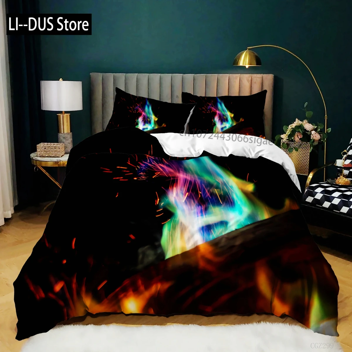 

Firewood Duvet Cover Set Microfiber Burning Flame Atmosphere Bedding Set For Teens Adults Soft Twin Queen King Size Quilt Cover