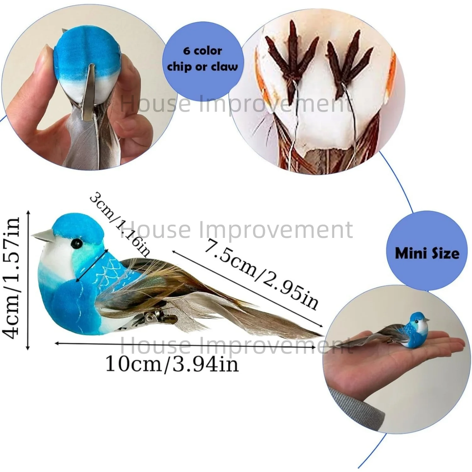 6 قطعة 10 سنتيمتر محاكاة الطيور الاصطناعي عصفور تمثال سطح المكتب المنمنمات رغوة زخرفة للمنزل DIY بها بنفسك الديكور ألعاب أطفال #6