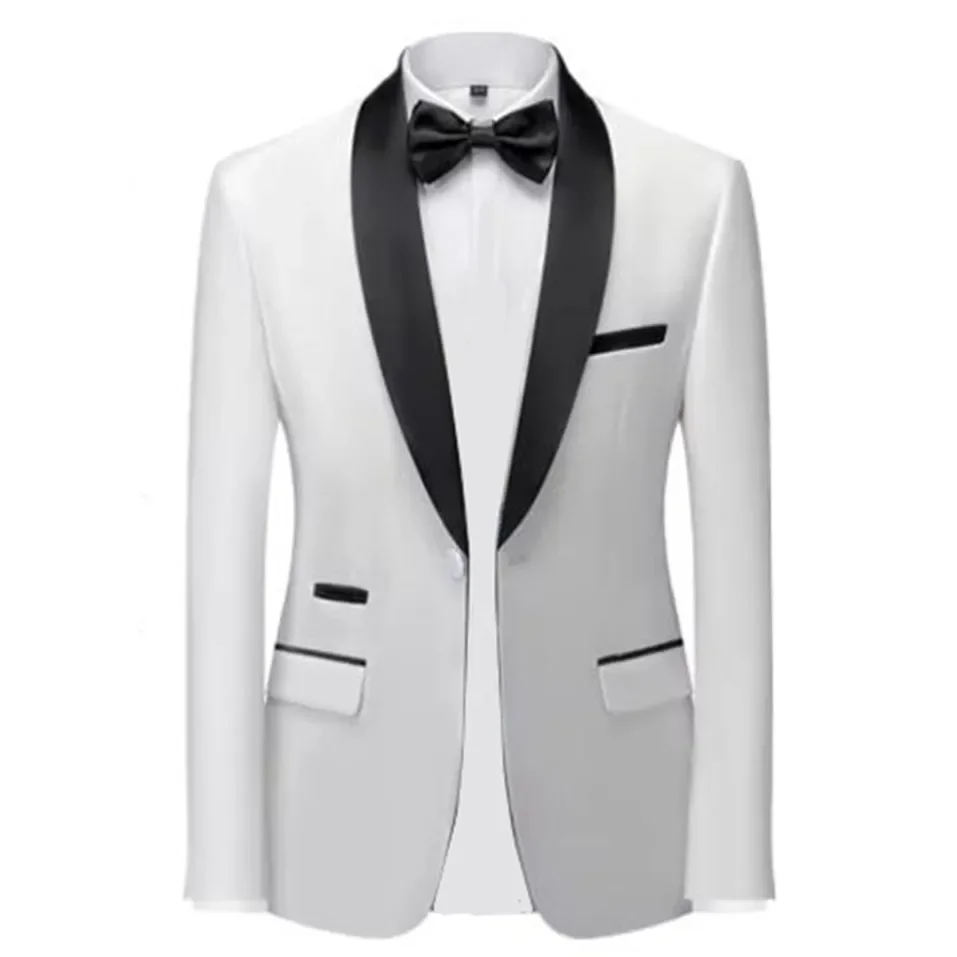 

Mens Blazer Slim Fit Suit Jacket 1 Button Velvet Shawl Collar Wedding Formal Suit Jacket