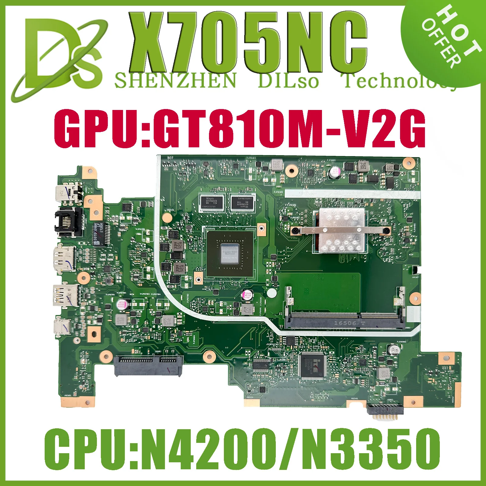 

KEFU X705NC Mainboard For ASUS Vivobook 17 X705NC Laptop Motherboard X705N X705NA X705 W/N3350 N4200 CPU GT810M/UMA 100% Tested