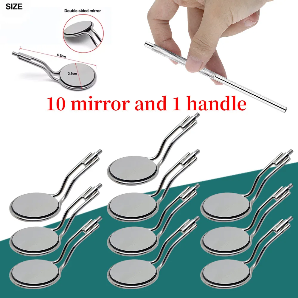 

Rhodium Plated Dental Mirror Reusable Long Handle Oral Exam Tool Anti-Fog Surface for Dentists Durable Clean Set