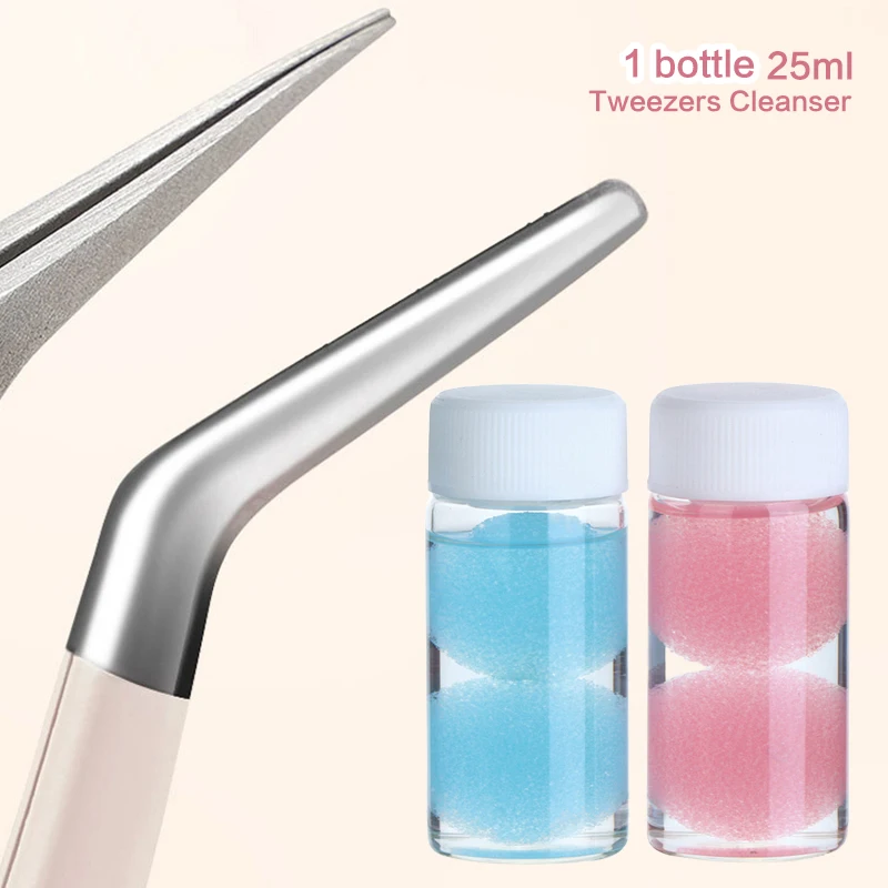 Nettoyeur de pincettes à cils, fournitures d'extension de colle, éponge de nettoyage, dissolvant de colle, nettoyeur de pincettes liquide