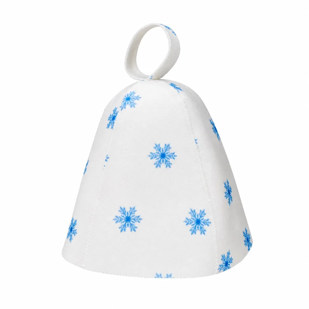 Gifts Leaf Pattern Sauna Hat Snowflake Felt Felt Sauna Cap Hanging Loop Absorbent Polka Dot Sauna Cap Bathroom Accessories