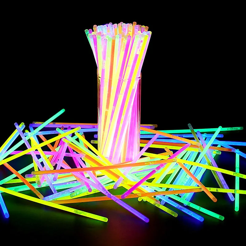 10/25/50/100 Stück Fluoreszenzstäbe, leuchtendes Armband, Partyzubehör, mehrfarbig, leuchtender Stick, hell, bunt, biegbar, TMZ – Detail 7