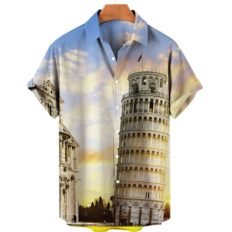 Chemises imprimées 3D du patrimoine mondial Harajuku pour hommes et enfants, chemises courtes cool, streetwear vintage, chemise à revers, vêtements à la mode, nouveau