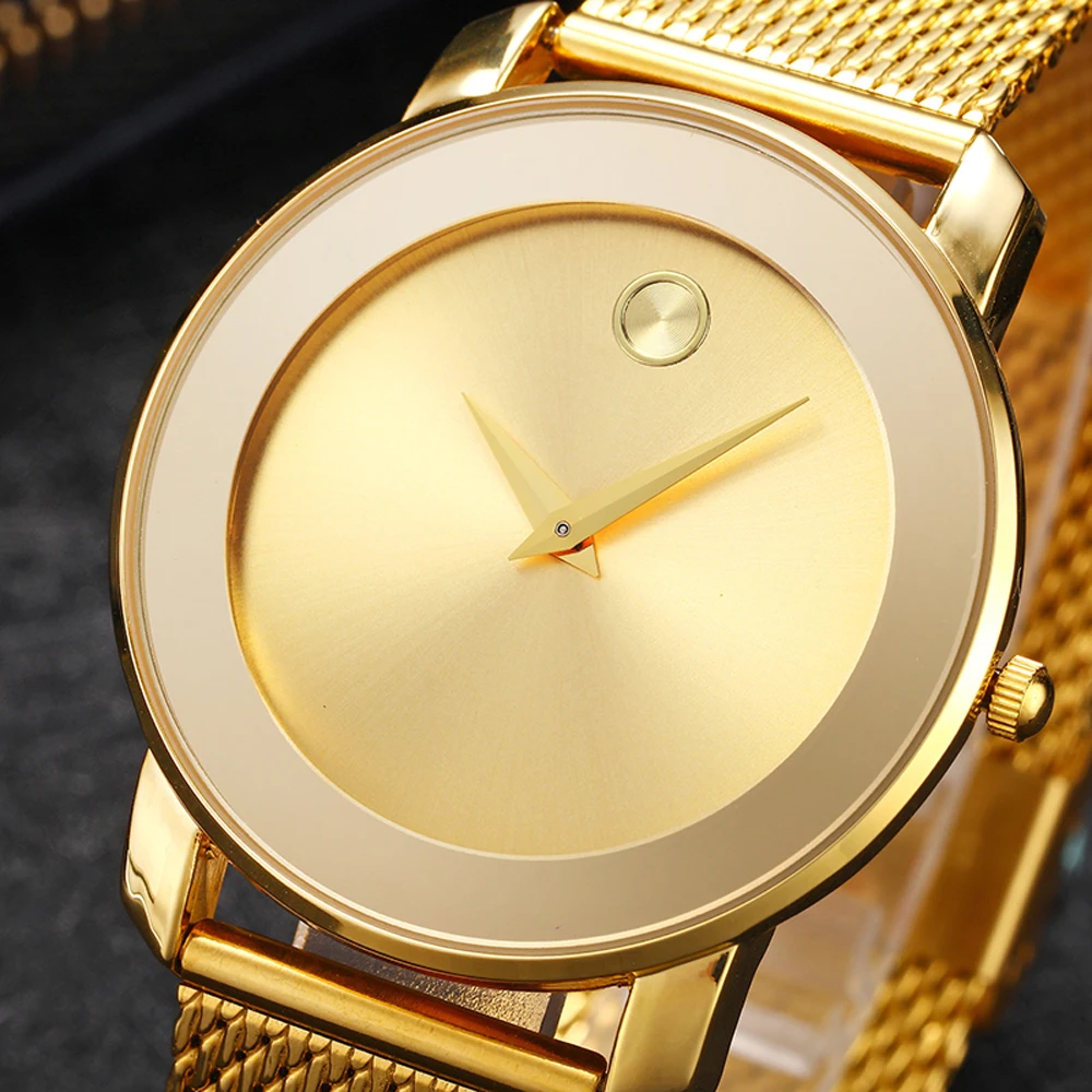 Luxury Brand Wristwatch Creative Ultra Slim Waterproof Stainless Steel Watches Simple Round Face Two Pointer Watch Hot Sale