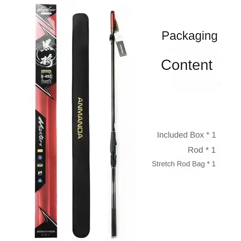 Anmanda Black Rock Fishing Rods 530 Sliding Float Pole Large Object Rod Carbon Ultra Light Telescopic Sea Fishing Pole 1.5/2/3/4