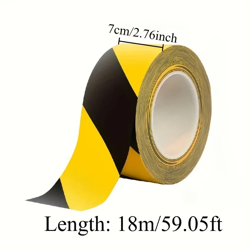 Black Yellow Striped Warning Tape PVC Safety Caution Tape Waterproof Anti-Corrosion Hazard Barrier Tape for Indoor Outdoor 18M