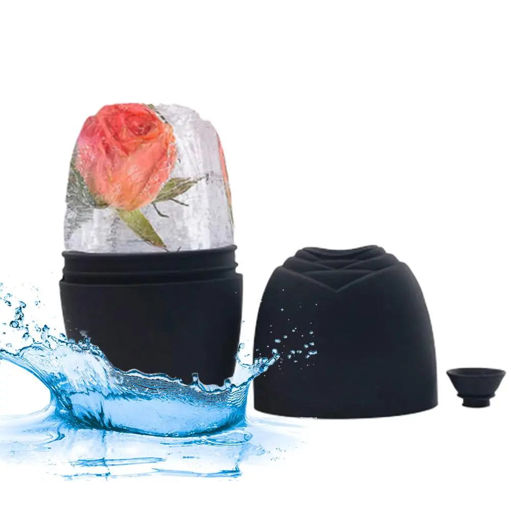 ローズアイスローラーマッサージスキンケアリフティング輪郭ツール、パフデパフシリコンキューブアイストレイボールバッグアイアイス、d4p9