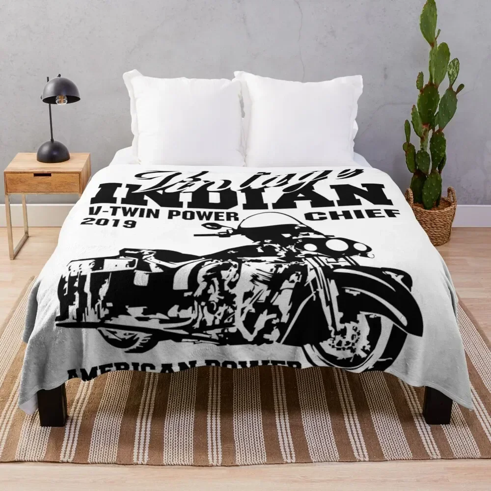 

VINATGE Indian Chief Classic Motorcycles - American Power Throw Blanket Warm Accent Blanket for Living Room Decoration
