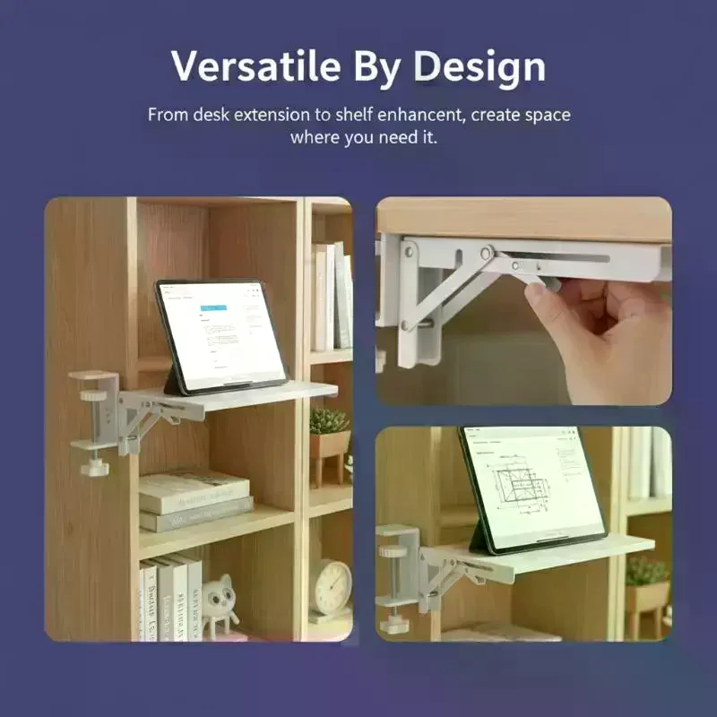 1PCS L-shaped Foldable Desktop Bracket Heavy-duty Punch-free Space-saving Desktop Extension Plate Rack Hardware Accessories