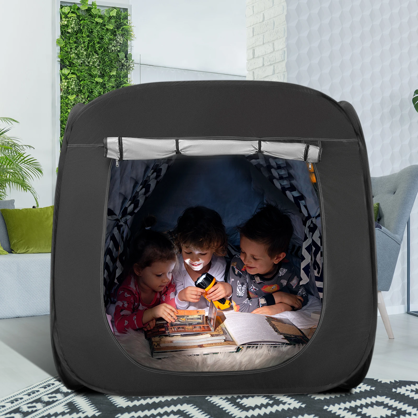 1 x Premium Pop-up Sensory Den Blackout Tent for Autism, ASD & ADHD with Advanced Silver Inner Lining Travel Carry Bag