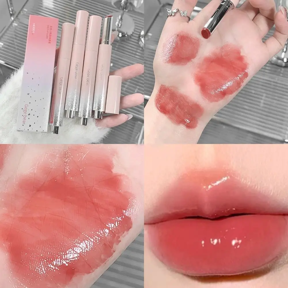 Impermeável e à prova de suor Jelly Lip Glaze para fêmea, bonito Lip Gloss, hidratante, hidratante, água leve, copo antiaderente