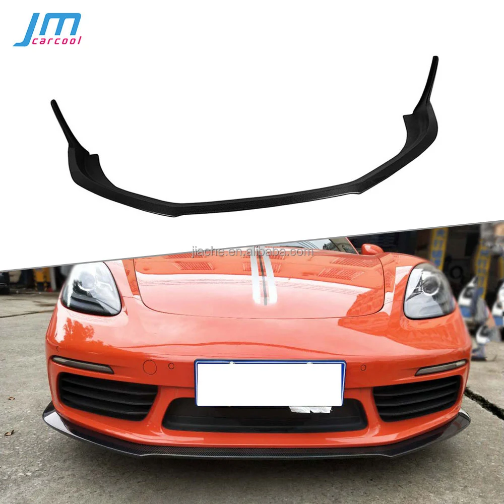 Kohlefaser-Frontlippenspoiler, passend für Porsche 718 Cayman Boxster Base S Coupe 2017 2018, Kopfstoßstange, Kinnschutz, Auto-Styling