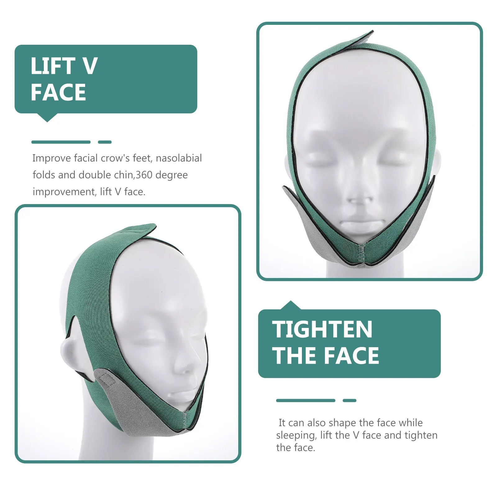 Cinturón Reafirmante Facial Reutilizable y Ajustable, Banda Reductora de Mentón para Contorno Facial Delgado y Doble Mentón