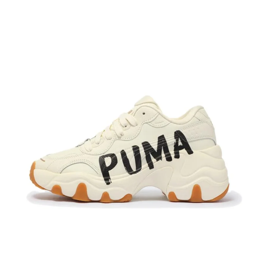 PUMA Pulsar Wedge Abrasion Resistant Height Increasing Low top Chunky Sneakers Women's Ecru 402050-01