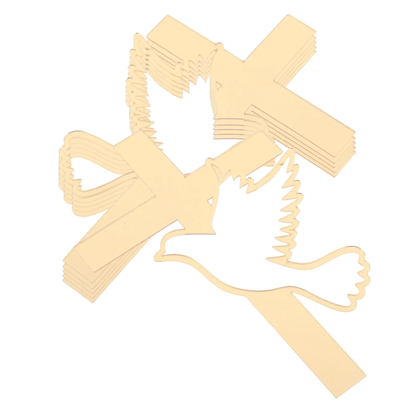 6Pcs Dove and Cross Cake Inserts Reusable Plastic Christian Cake Toppers for Baptism First Holy Communion Religious Celebration