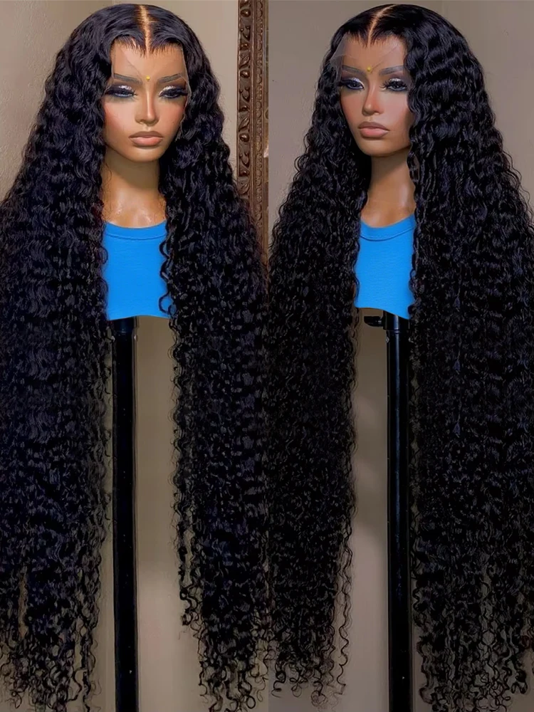 

40 46-дюймовые HD-парики с глубокой волной 13x6, плотность 300, из натуральных волос, кудрявые, с эффектом Jerry Curly, парики из необработанных волос 13x4 с водной волной и кружевной передней частью для женщин