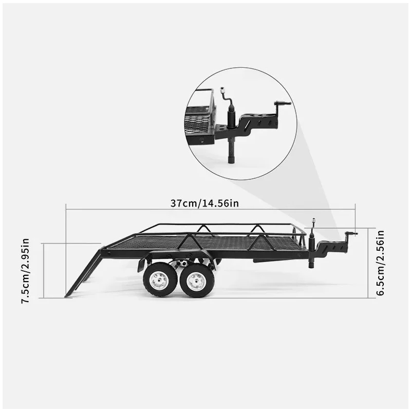 1:24 Metal RC Car Trailer Cargo Carrier for SCX24 FCX24 1/24 RC Car Upgrade Parts Accessories