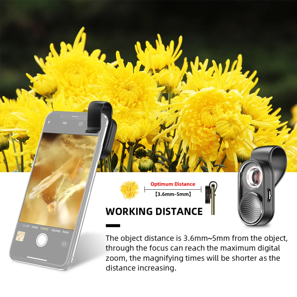 100X مجهر الهاتف المحمول ، HD عدسة بصرية مجهر رقمي مع ضوء LED ومشبك الهاتف الذكي ، Microworld للأطفال والكبار #6