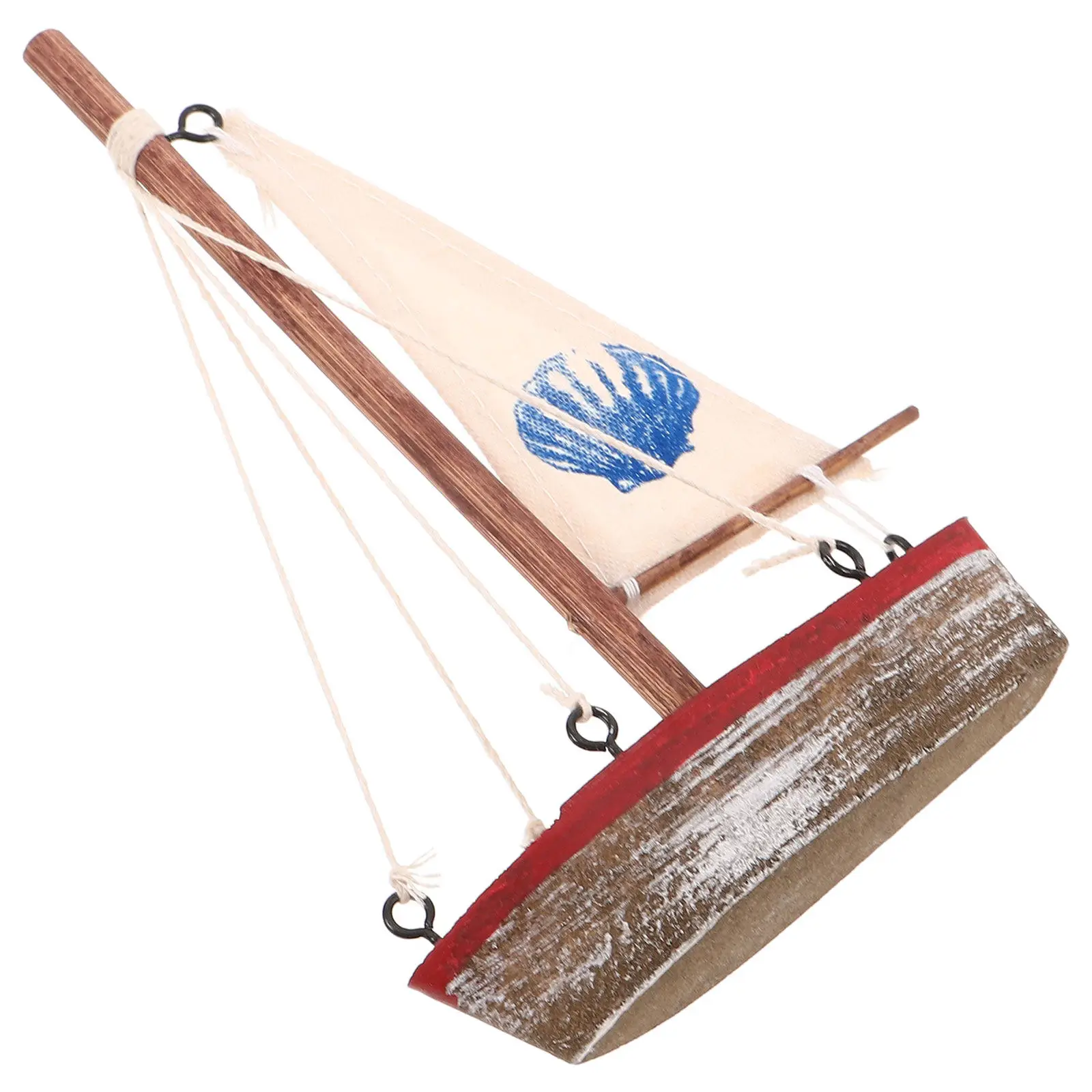 Mini Wooden Sailboat Vintage Nautical Party Decorations Beach Wedding Centerpiece Ocean Theme Graduation Cake Topper 6.5x4