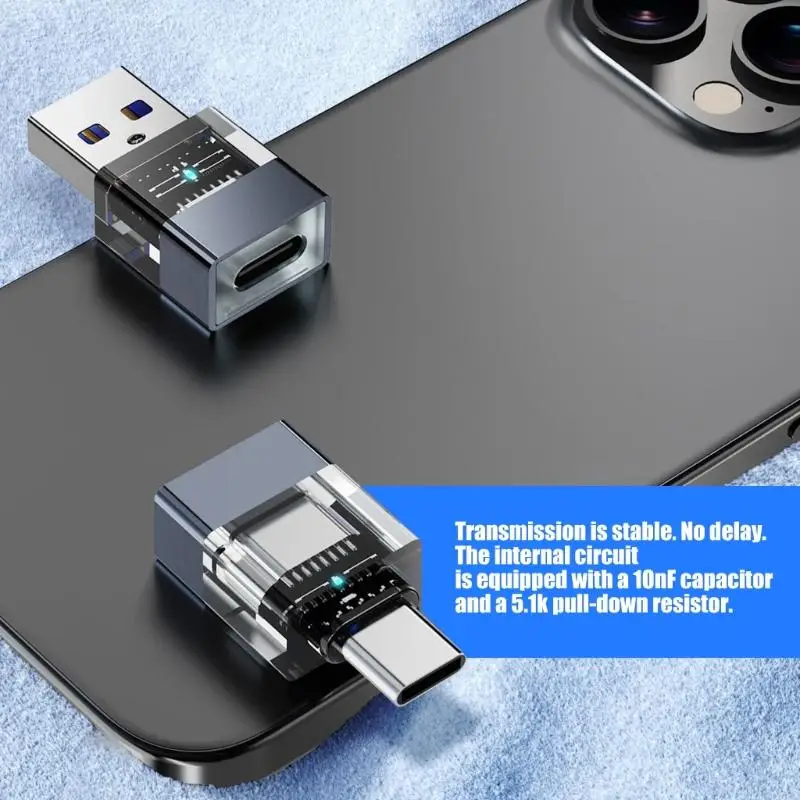 Transparents USB to Type C Cable Converter For Phone Pad Data Import From USB 