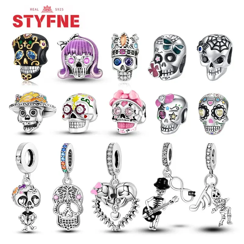 925 Sterling Silver Devil Skull Bat Halloween Charm Silver 925 Bead Charms for Original Bracelet DIY Fine Jewelry Gift for Women