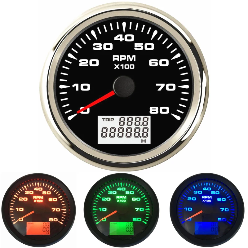 

New Type 0-8000RPM Tachometers Gauges Modification 85mm Revolution Meters 9-32v Rev Counters with Hourmeters for Auto Boat Truck