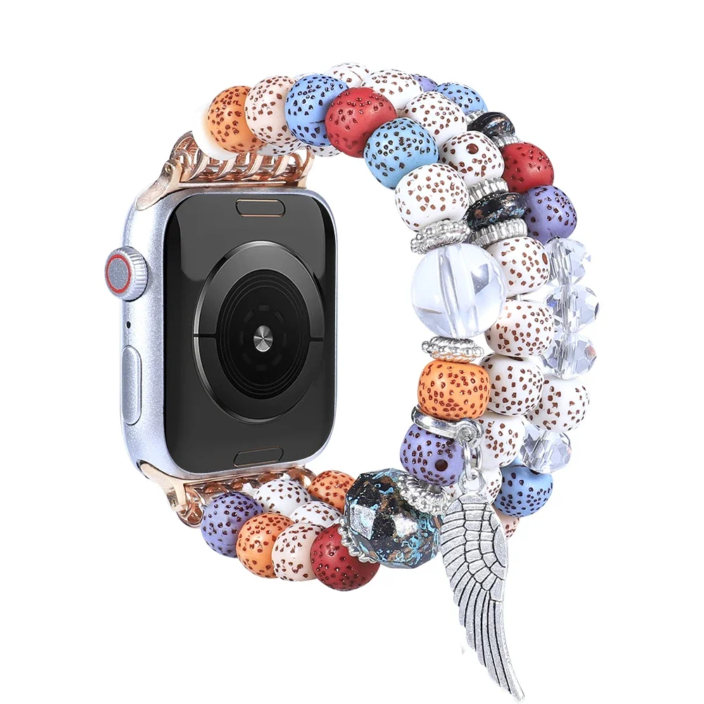Jewelry Beaded Strap for Apple Watch 10 9 8 7 46mm 45mm 41mm Elastic Bracelet Wristband IWatch 6 5 4 SE 2 44mm 40mm 3 42mm 38mm