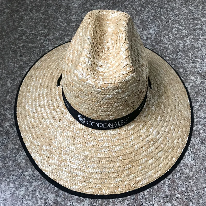 

Summer supplies Pastoral large edge strap straw hat, simple fashion sunshade straw hat, adult hat
