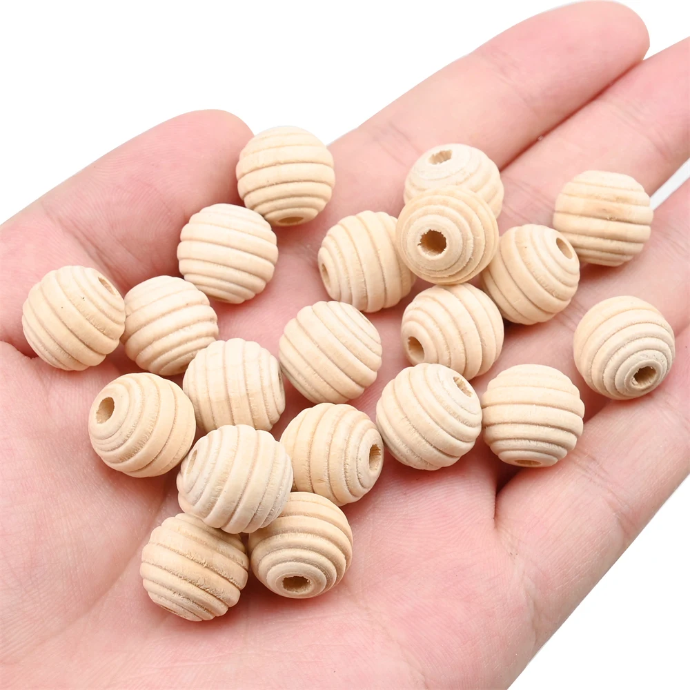 10-20mm Natural Threaded Wood Beads Round Spacer Wooden Pearl Lead-Free Balls Charms DIY For Jewelry Making Handmade Accessories