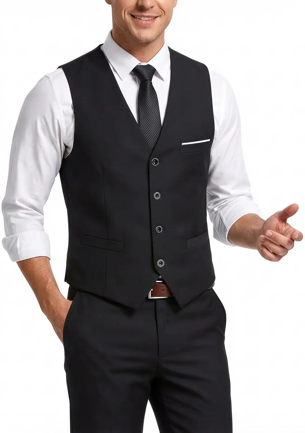 

Men's 2-Piece Suit Vest Pants Set for Men Casual Waistcoat for Prom Wedding Homecoming