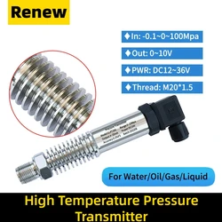 High Temperature Melt Pressure Sensor hvac Pressure Transducer Hydraulic 0-10v Oil Fuel Hot Water Steam Pressure Transmitter