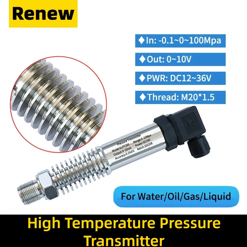 Sensor de Pressão de Derretimento de Alta Temperatura Transdutor de Pressão Hvac Hidráulico 010v Óleo Combustível Água Quente Transmissor de Pressão de Vapor