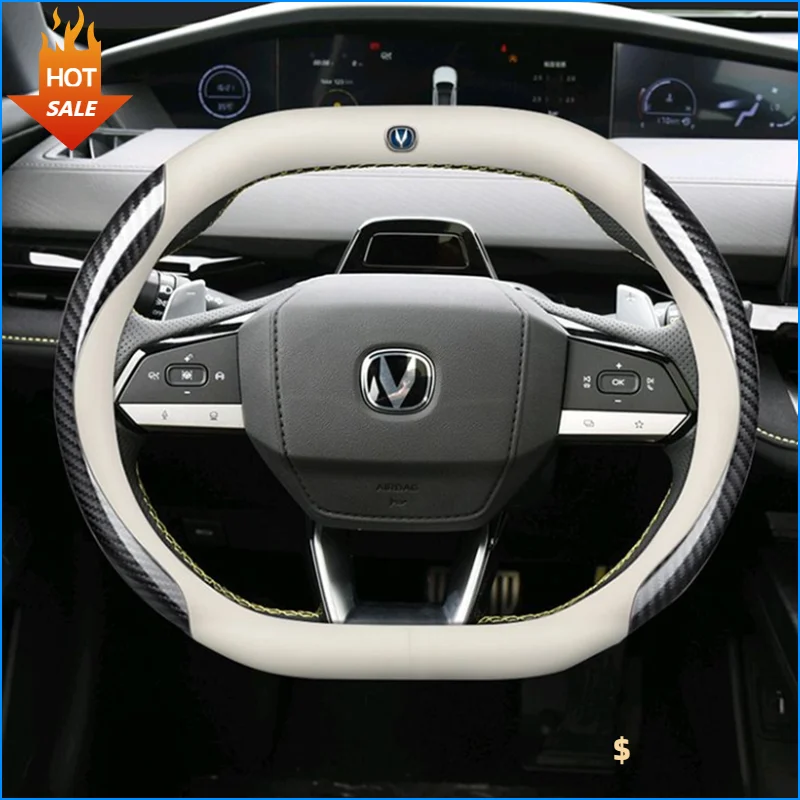 Leather Car Steering Wheel Cover for Changan UNI-k Unik UNI-S UniS CS55 plus 2022 2023 2024 2025 Auto Interior Accessories